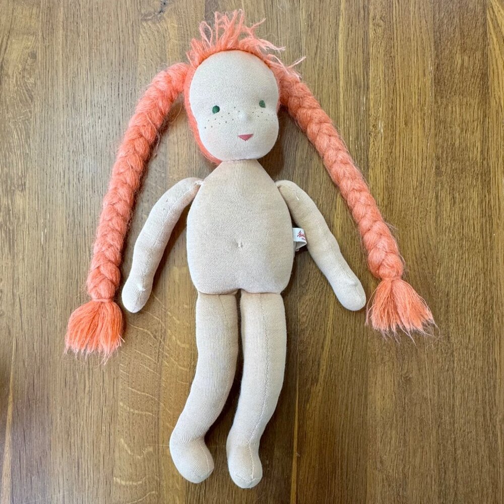 KATHE KRUSE Waldorf Doll 14" Handmade Braided Red Hair Knit Sweater Germany - Picture 4 of 12